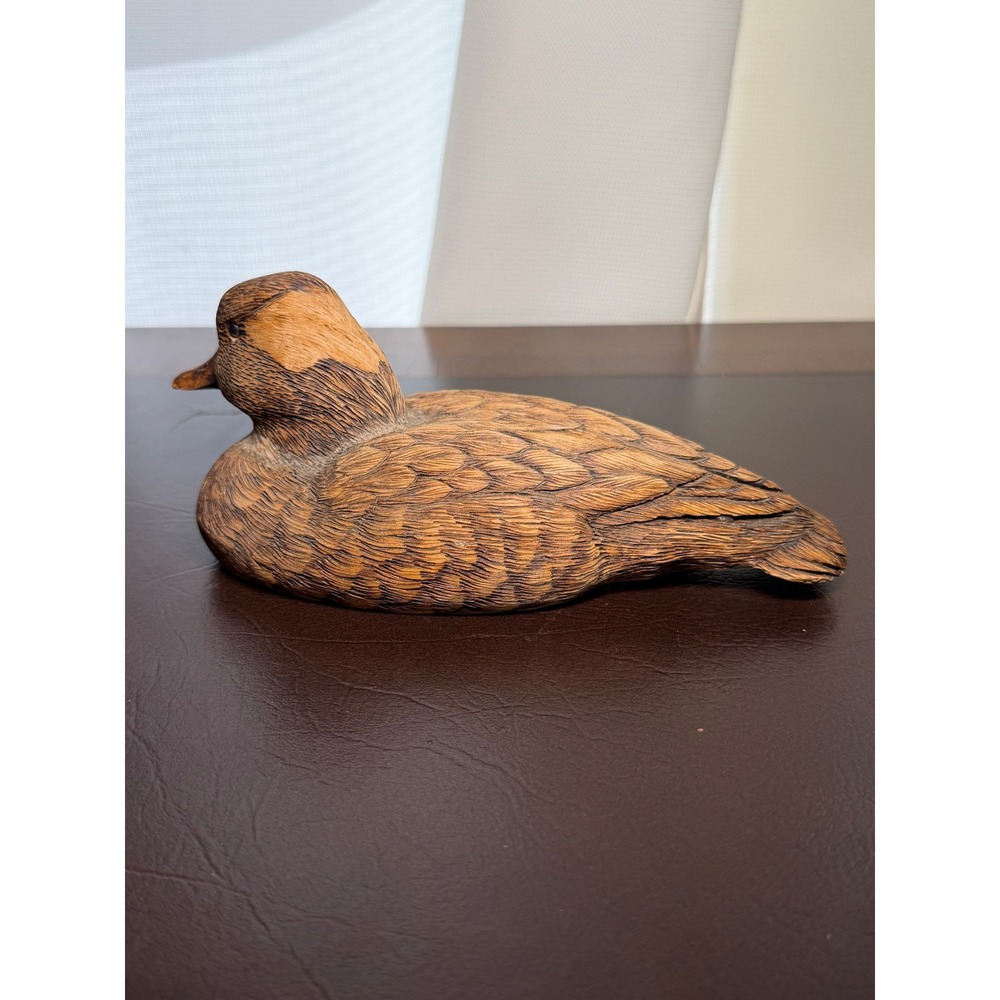 Paul & Dotty Baumann 1989 Hand Carved Pyrography Duck Decoy Signed - Picture 3 of 9